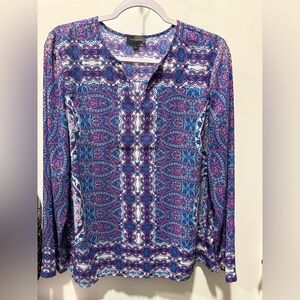 The Limited Blue and Purple Paisley Blouse